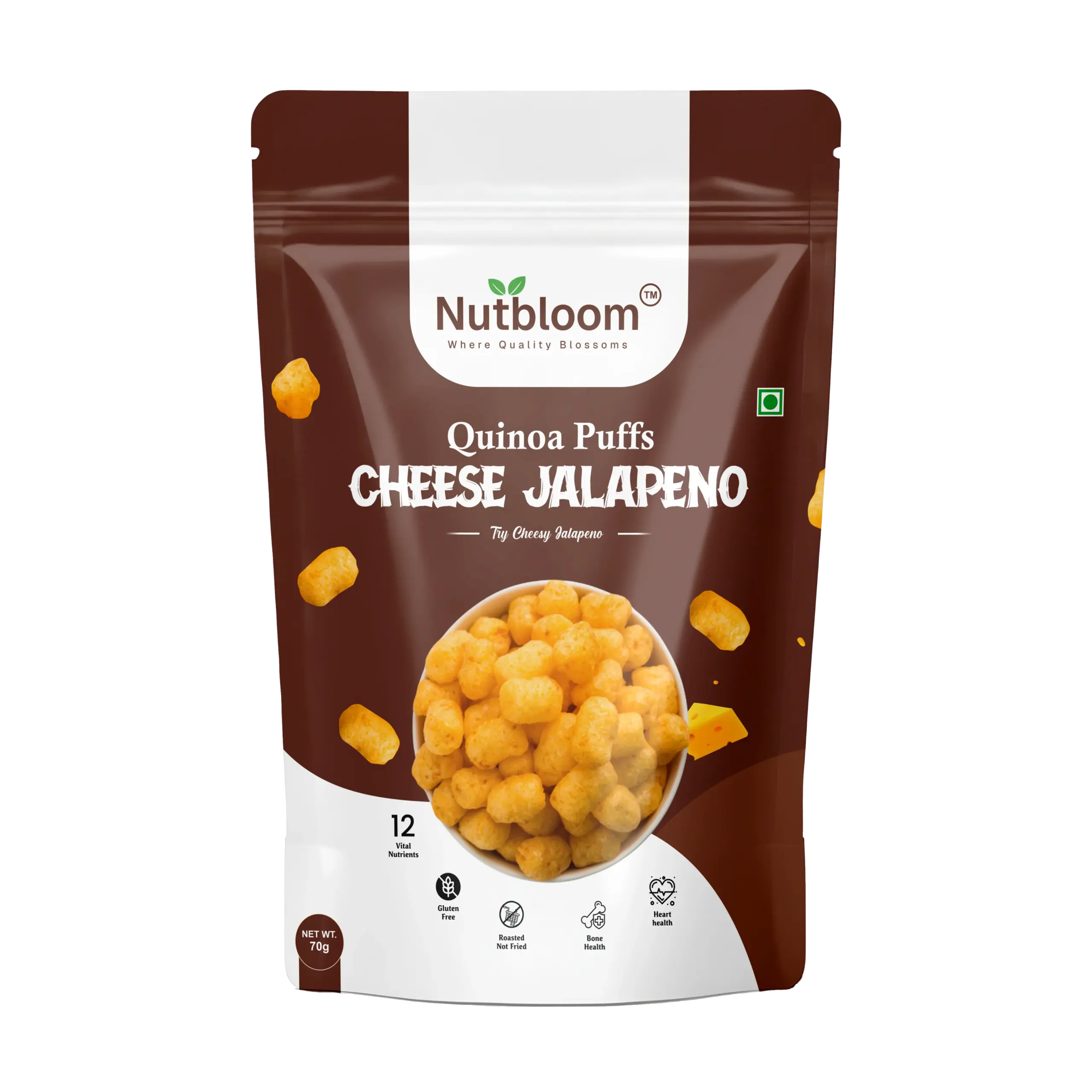 Nutbloom’s Cheese Jalapeño Quinoa Puffs